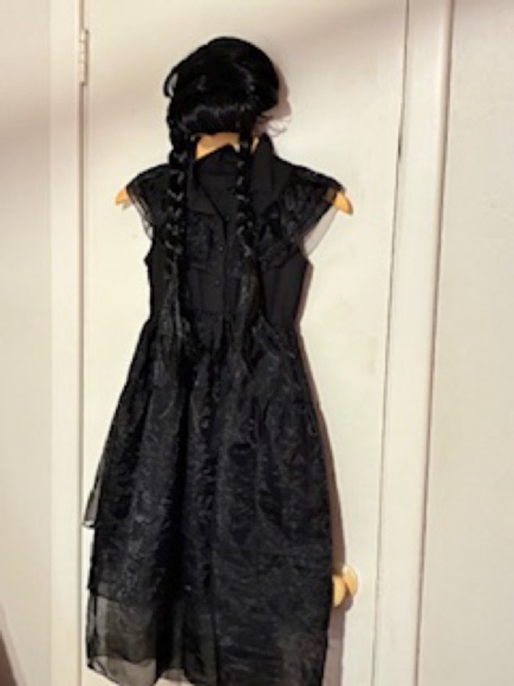 Black Kids Gothic Costume Dress with Braided Wig